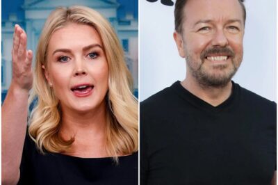 BREAKING: Karoline Leavitt DESTROYS Ricky Gervais Live on Air—Studio Stunned by Ice-Cold Clapback In an electrifying on-air showdown, Karoline Leavitt silenced comedy legend Ricky Gervais with a savage comeback that flipped the mood instantly. What began as playful banter spiraled into a fierce exchange, with Gervais left visibly rattled and the host caught off guard. As the audience sat in stunned silence, social media lit up with reactions praising Leavitt’s poise and fire. What exactly did she say? This viral moment is one for the history books.