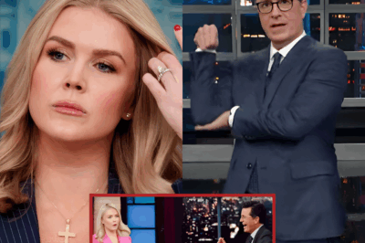 SHOCKING SHOWDOWN: Karoline Leavitt Hijacks Stephen Colbert’s Stage in Fiery Clash—Audience Gasped, Segment Cut Short, and TV History Made! Colbert Left Speechless as Leavitt Turns Comedy Interview into Cultural Confrontation—The Moment That Exposed a Deeper Divide in America’s Media Was This the Night Late-Night TV Lost Control? The Mic-Drop That Left the Studio Silent and the Internet Exploding