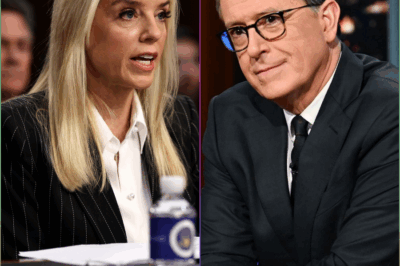 TV CHAOS: Pam Bondi just flipped The Late Show upside down! One brutal comeback and suddenly Colbert went silent. The audience gasped. Producers scrambled. What did she say that left an entire studio in total panic?