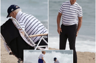 Biden struggles to set up beach chair in Malibu during first Fourth of July weekend since leaving office